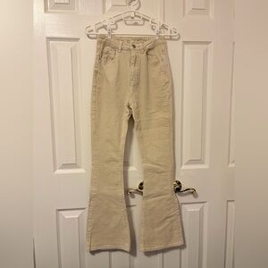 SHEIN Cream Corduroy Flare Pants (XS)